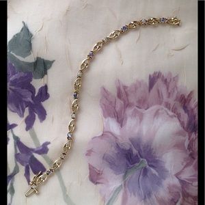 14KT 7" genuine Tanzanite & Diamond bracelet NEW